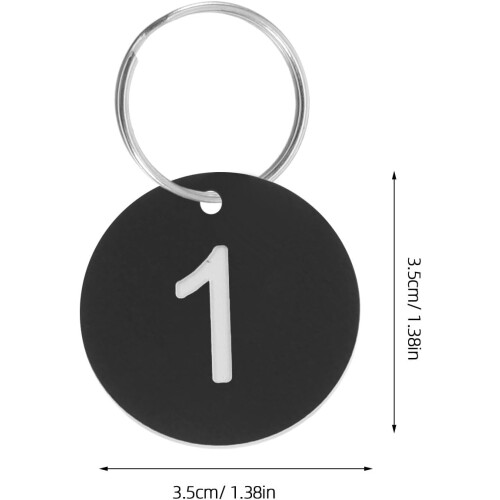 100pcs Round Numbered Tags with Metal Rings, Plastic Numbered Discs Key Tags for Identification 1