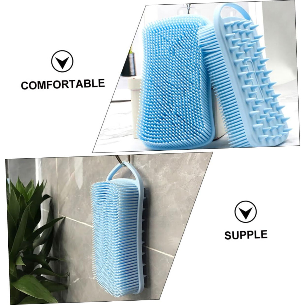 Hkhbjs Silicone Bath Brush With Hook Sky Blue, Baby Washing Brush For Gentle Scalp And Body Massag