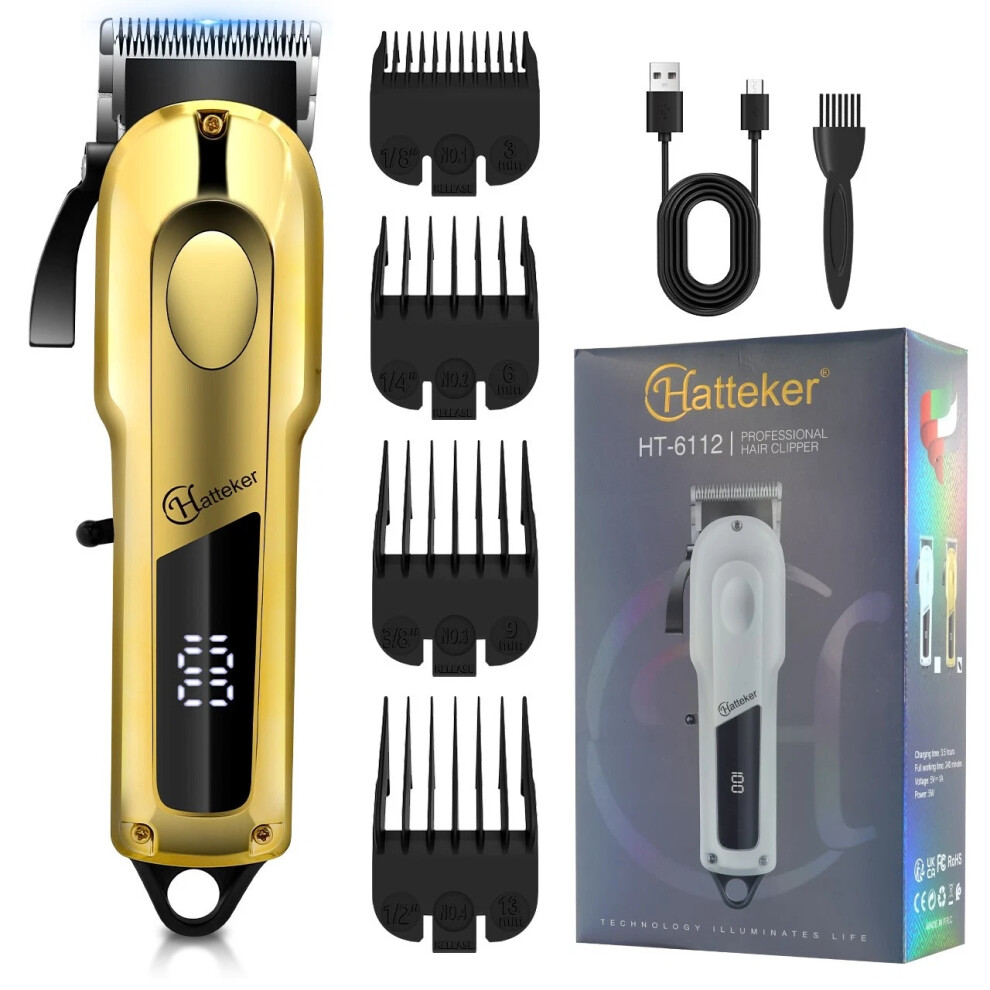 Hatteker Gold Hair Clipper Beard Trimmer For Men