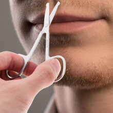 Bezpečnostní nůžky Vibrissa z nerezové oceli, zastřihovač chloupků v nose a obočí