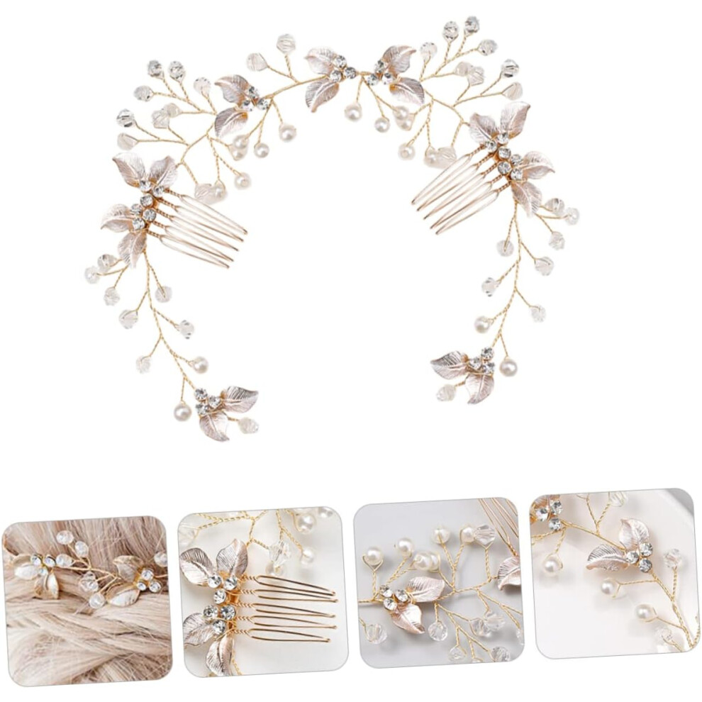 Hkhbjs Comb Hair Ornament Floral Bride Hair Accessories Bridesmaid Headwear Gold Alloy Material