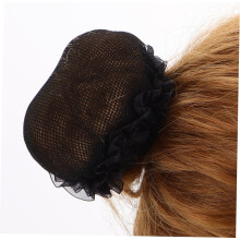 12pcs Black Lace Drawstring Hair Nets for Women Elegant Lace Edge Design Maintain Professional Appearance