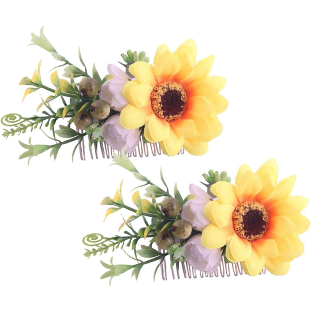 Hkhbjs 2Pcs Sunflower Hair Comb Bridal Wedding Hairpin Of Hair Accessories For Women Updo Hairstyle