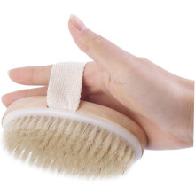 Perie de duș din lemn pentru baie, exfoliantă corporală, fără mâner din lemn natural, pentru rutina de baie