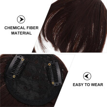 Clip-in-Haarspangen, dicker Schläfenpony, Haarteile für Damen, Alltagstauglich, dunkelbraun mit luftigen synthetischen Extensions