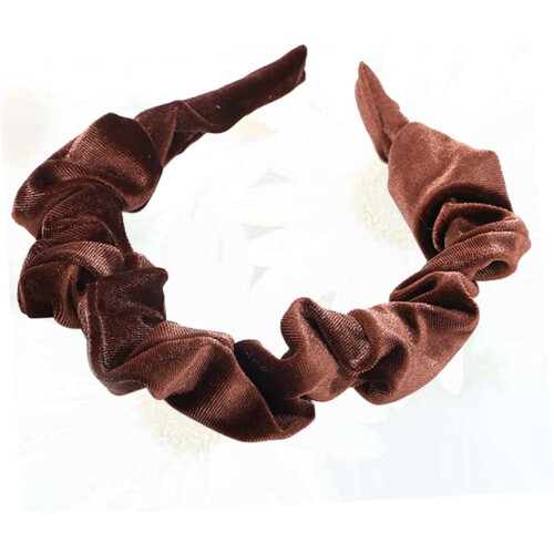Γυναικείο βελούδινο κορδόνι μαλλιών Elegant Folds σε καφέ απόχρωση 1