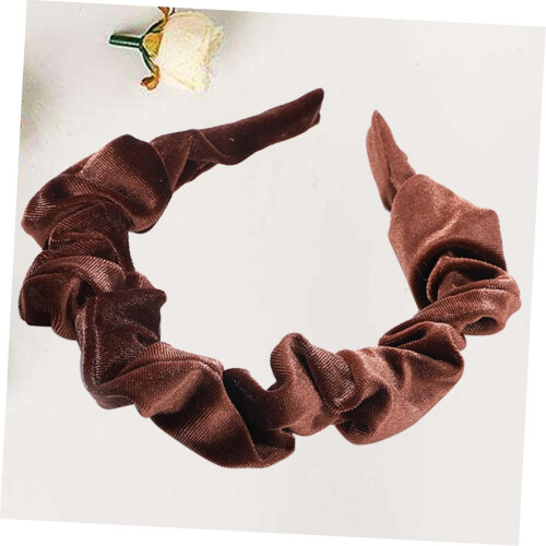 Γυναικείο βελούδινο κορδόνι μαλλιών Elegant Folds σε καφέ απόχρωση 2