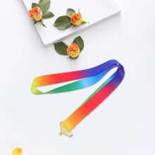 4 stk. regnbuefargede medaljebåndstropper med metallstang – flate stoff halssnorer for utmerkelser til sport