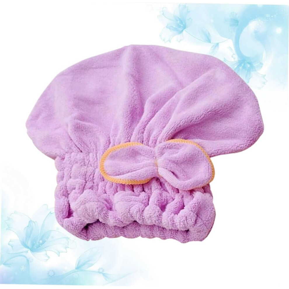 Hkhbjs Microfiber Hair Drying Cap Bowknot, Purple Elastic Fast Drying Hair Turban For Women And Girls