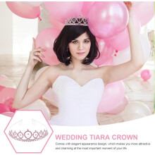 Casamento coroa noiva chapéu strass liga de zinco tiara com pente para mulheres noiva peito de cabelo cor de rosa cerimônia faixa de cabeça