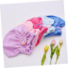 Bonnet de séchage en microfibre avec nœud papillon, turban élastique violet à séchage rapide pour femmes et filles