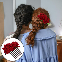 2 Stück Haarschmuck mit künstlichen Rosen, Brauthaarkamm, seitlicher Haarkamm mit Stoffblume, Brautschmuck für Hochzeitsfeiern