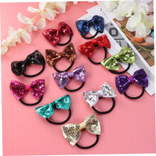 12pcs Sequin Hair Accessories for Girls Boys and Girls Elastic Hair Ties Bowknot Ponytail Holders Bands
