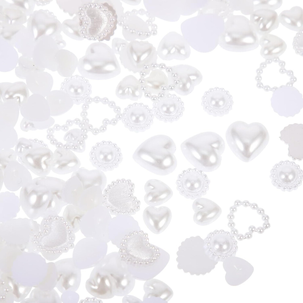 Hkhbjs Pearl Heart Nail Charms Abs White Manicure Accessories For Women Nail Art Lovers