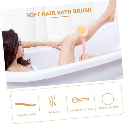 Back Scrubber for Shower Long Handle Soft Bath Brush Body Exfoliating Back Lotion Applicator Suitable 2