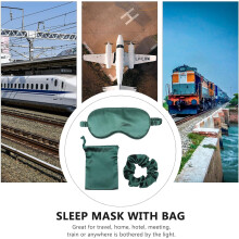 Silk Sleep Eye Mask and Hair Scrunchies Set with Drawstring Pouch,