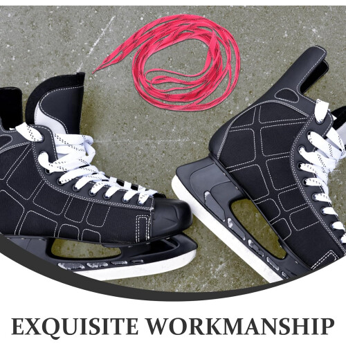 2 Paar rosa gewachste Polyester-Schlittschuhschnürsenkel, 96 cm 2
