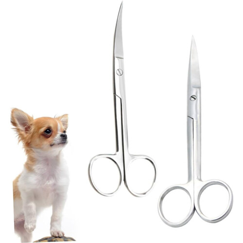 1 Set Edelstahl-Tierfriseurschere, gerade, biegsame Schere 1