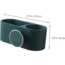 Soporte de pared para secador de pelo y estante de almacenamiento con desagüe sin perforaciones, accesorio de baño en color verde pavo real.