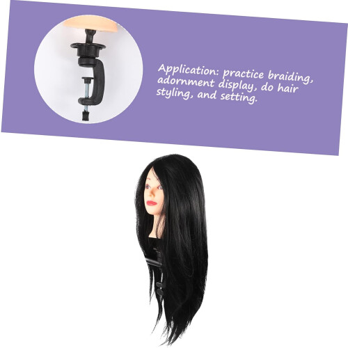 Cabeça de manequin de treinamento de estilo de cabelo com cabelo longo macio para a prática de trança e estilo 2