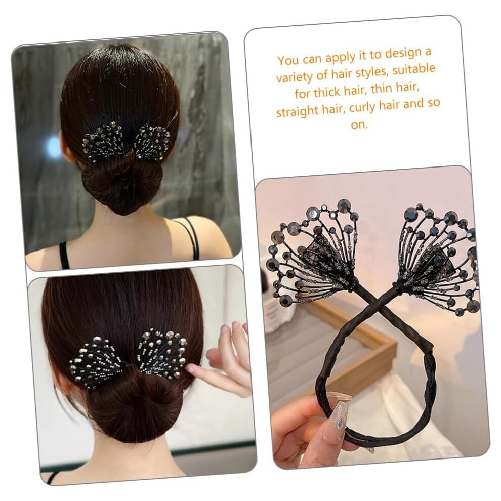 Hkhbjs Hair Bun Maker Shaper Rhinestones Black Swan Lazy Hair Donut Former For Women And Girls For Updo Styling