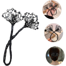 Hair Bun Maker Shaper Rhinestones Black Swan Lazy Hair Donut Former for Women and Girls for Updo Styling
