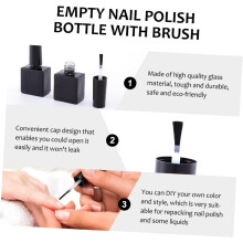 Empty Nail Polish Bottles 12pcs 10ml Black Round Glass Containers