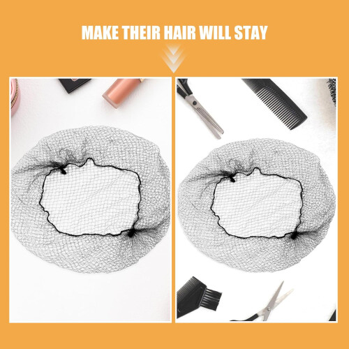 150 filets à chignon noirs de 61 cm (24 pouces) à maille fine et bord élastique 2
