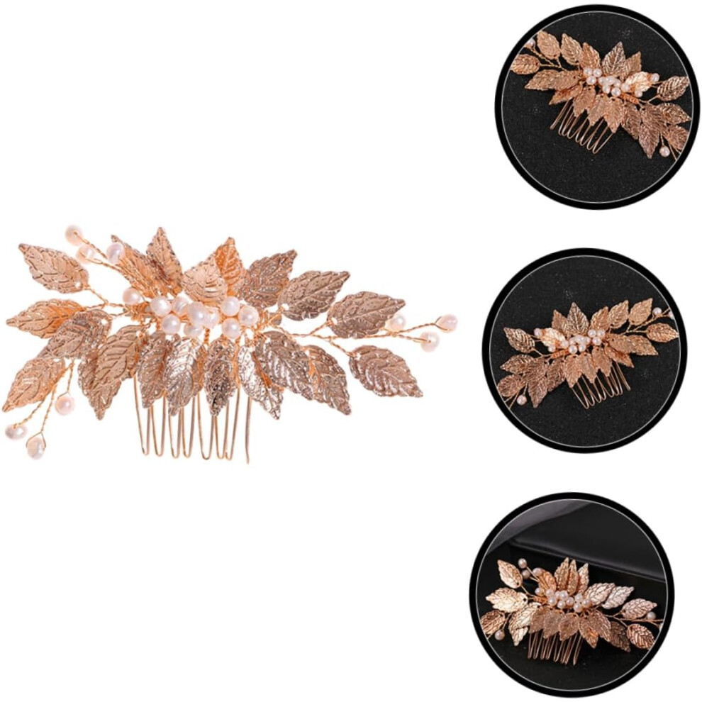 Hkhbjs Pearl Hair Comb Bridal Headpiece For Wedding Bride Leaves Design Hair Comb For Women