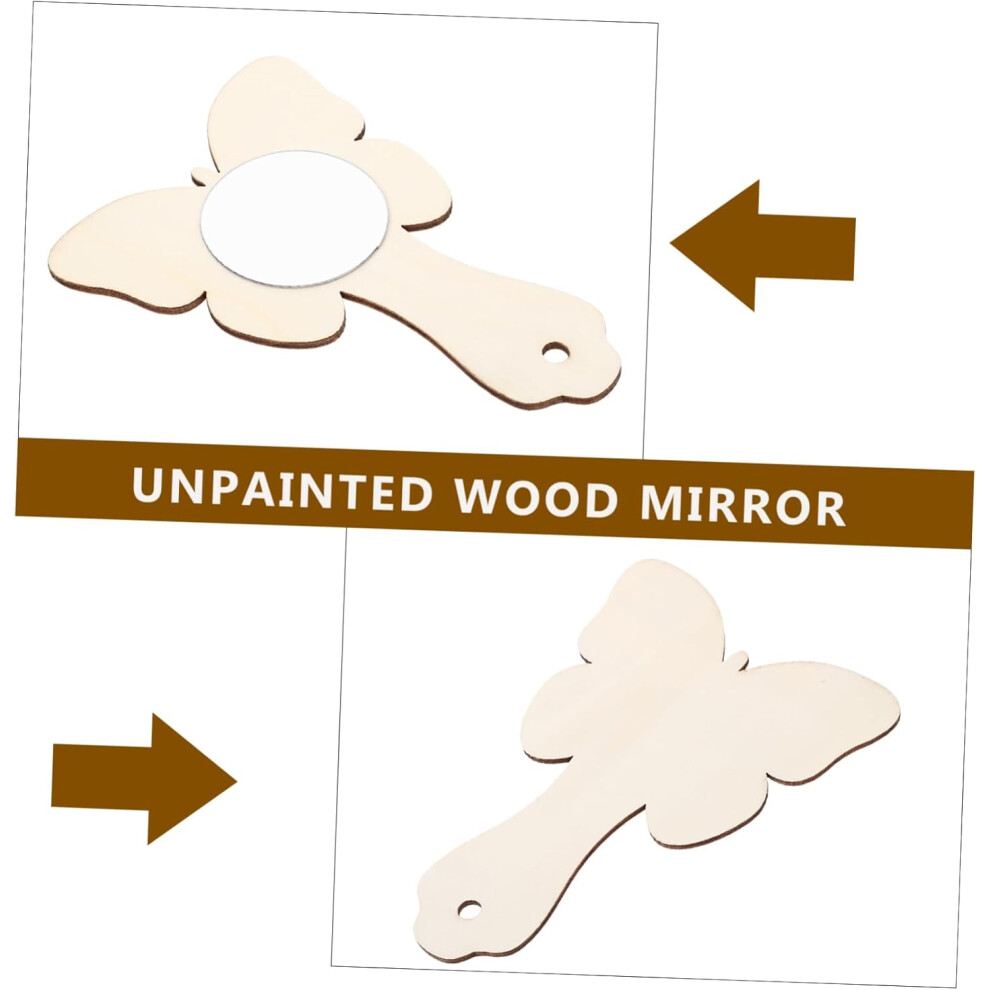 Hkhbjs 10Pcs Handmade Small Wooden Handheld Mirrors Unfinished Wood Mirrors Diy Painting Craft Toys For Boys And Girls Cosmetic Use