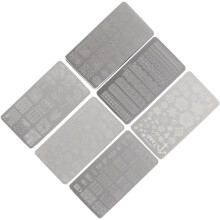 6 stencil per nail art fai da te in acciaio inossidabile, perfetti per decorazioni natalizie e festive.