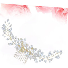 Pärlhårkam för bröllop Brudhåraccessoarer med strass Guld Elegant kam för brudens frisyr Bröllopsfototillbehör