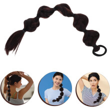 Perücke mit Bubble Braid für Mädchen, natürlicher Zopf-Pferdeschwanz, Haarverlängerung für Jungen und Mädchen, inklusive Haargummi in Braun