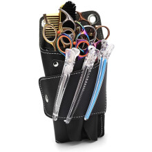 Saco de tesoura de cabeleireiro para estilistas de cabelo Bolsa do titular de tesouras Cintura de couro para uso de barbeiro