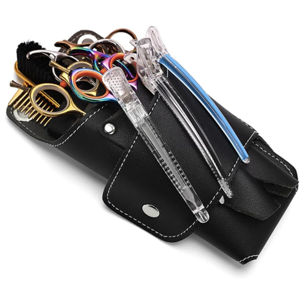 Hkhbjs Hairdressing Scissor Bag For Hair Stylists Scissors Holder Pouch Leather Strap For Barber Shop Use