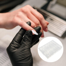 120 stuks kristallen nageltipverlengingen met schaalverdeling, plastic gelnagelmal voor manicurebenodigdheden.