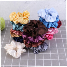 16pcs Solid Stretch Hair Ties Cloth Art Hair Rope Ponytail Holders for Women Girls for School