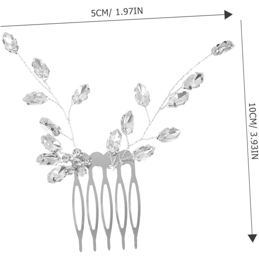Hkhbjs Silver Small Side Comb Rhinestone And Leaf Design For Wedding Hair Accessories For Bride Bridal Shower Ceremony