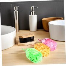 3er-Set Körperreinigungsschwämme, Peeling-Duschschwämme mit Aufhängeseil für Badeschaum, Hautpflege, Farben: Grün, Rot, Gelb