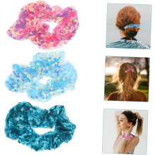 5 elastici per capelli con paillettes, anelli per capelli alla moda per donne e ragazze, ideali per feste e Natale, con paillettes, colore casuale.