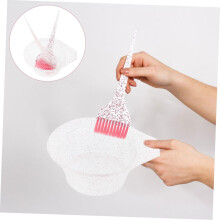 Hair Dyeing Mixing Bowl Hair Dyeing Brush Pink Plastic Fiber Flexible Bristles Convenient for Mixing