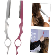 Set van 2 handmatige haarknip- en stylingtools voor de salon en thuisgebruik, met roze en zilveren handvatten.