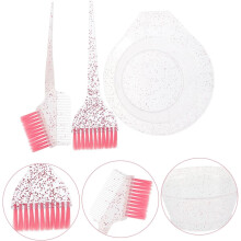 Bol para mezclar tinte para el cabello, pincel para teñir el cabello, cerdas flexibles de fibra plástica rosa, práctico para mezclar.