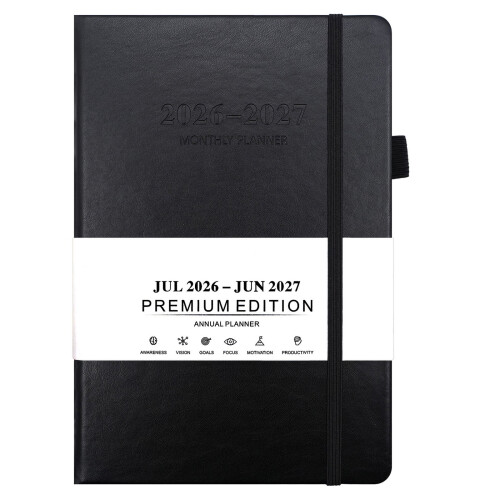Professional 2026-2027 Day Planner PU Academic Planner-black
