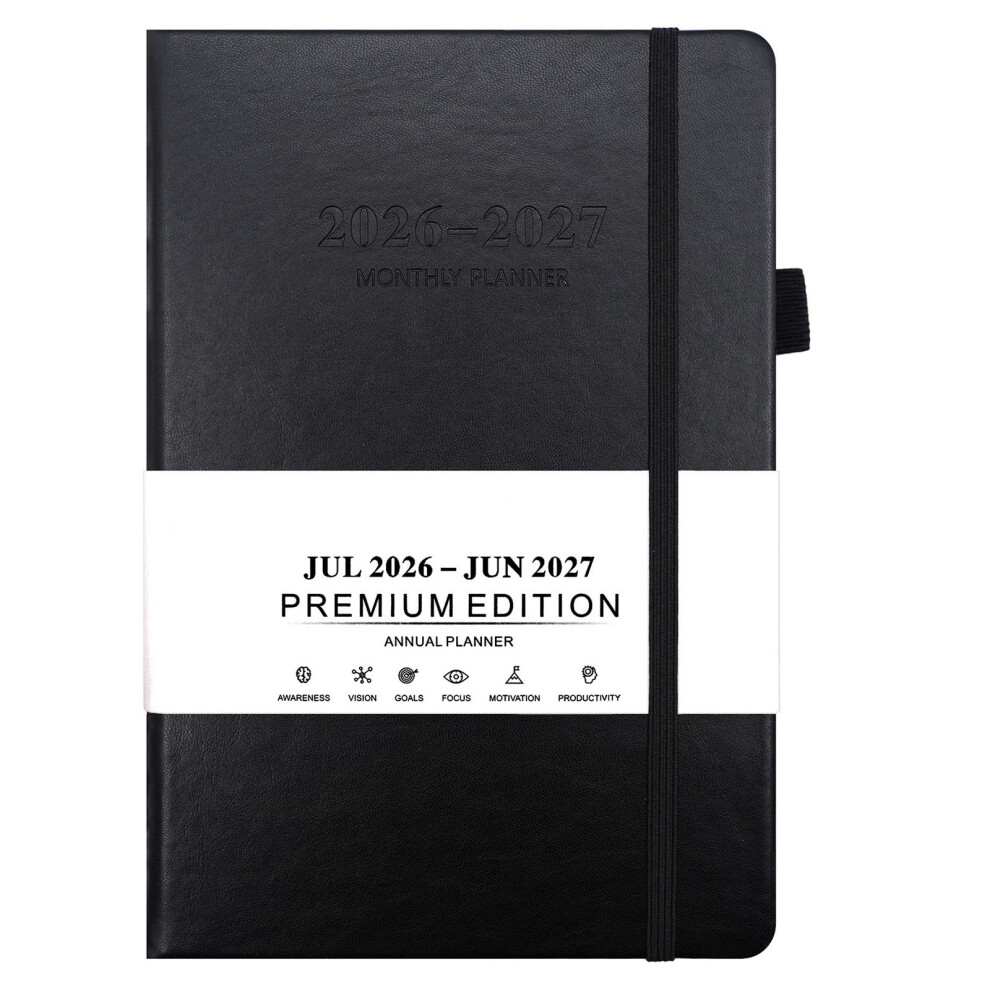Black Professional 2026-2027 Day Planner Pu Academic Planner