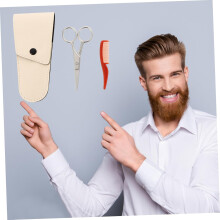 Augenbrauenschere aus Edelstahl für Damen und Herren, Schnurrbartschere, Bartkamm für die Bartpflege und Rasur