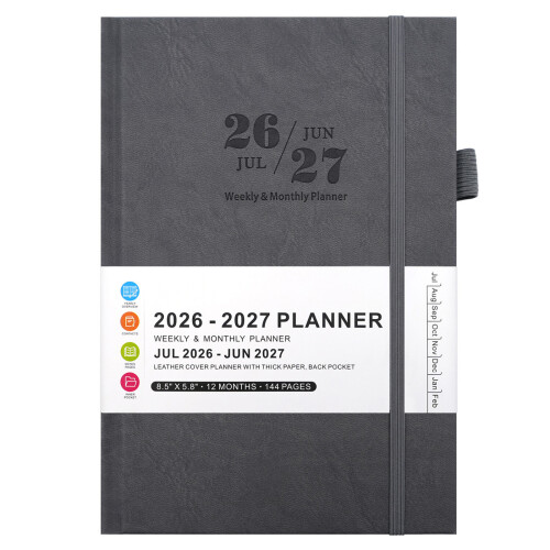 Carnet de notes annuel 2026, planificateur de gestion du-gris