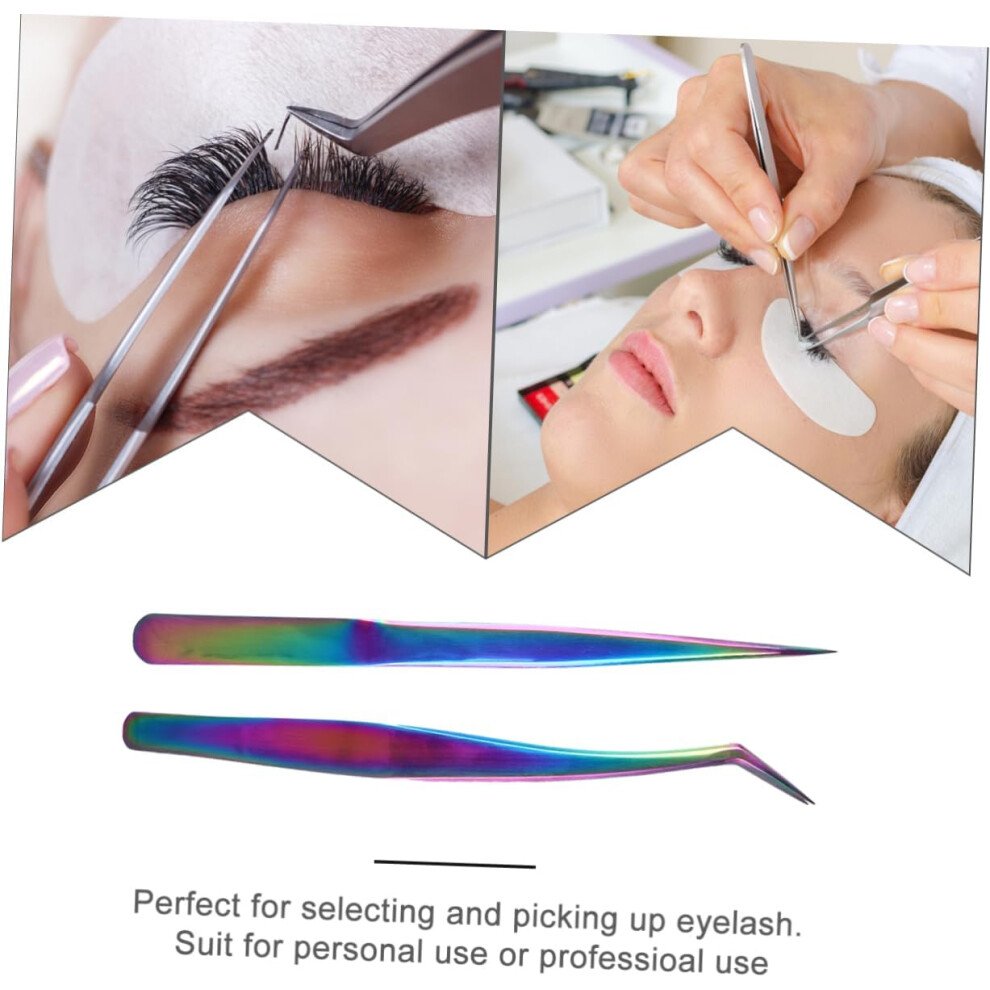 Hkhbjs 1 Set Stainless Steel Eyelash Tweezers Makeup Clamp For Eyelash Extensions Precision Tweezers