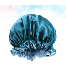 Bonnet de chimiothérapie en satin double épaisseur, grand bonnet de nuit rond pour femmes, bleu paon, bonnet de nuit pour cheveux