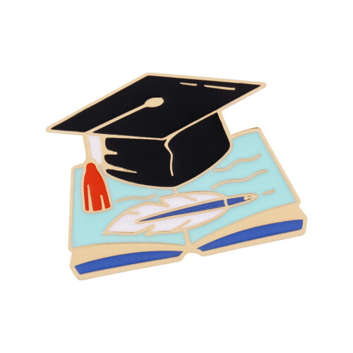 Portable Alloy Doctoral Cap Pin For School Uniform-Blue